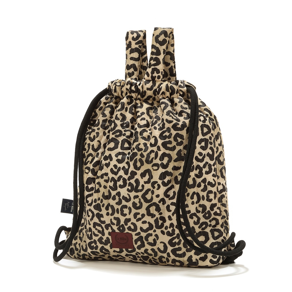 Quilted nylon stroller backpack LEOPARD CREAM
