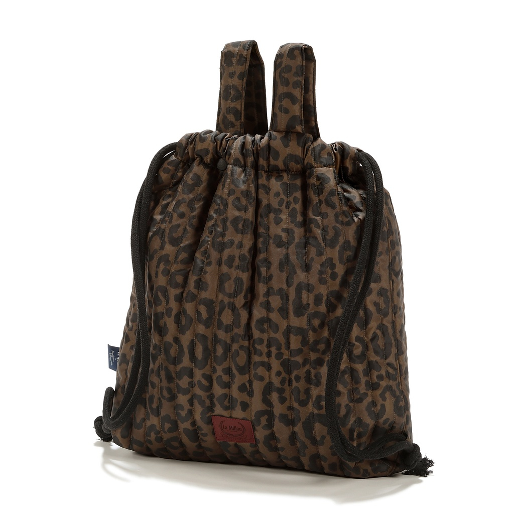 Quilted nylon stroller backpack LEOPARD CHOCO
